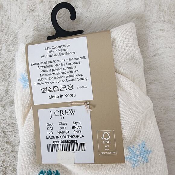 NEW J. Crew Women's White Snowflakes Trouser Socks - Picture 5 of 8
